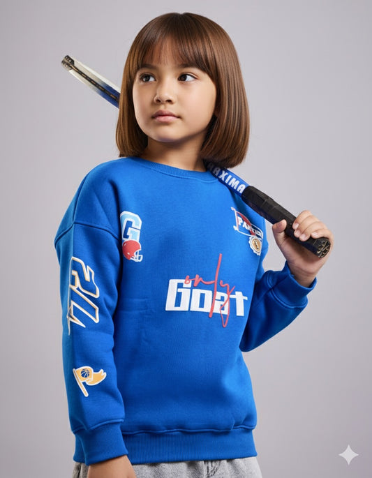 Royal Blue Patchwork Kids' Sweatshirt