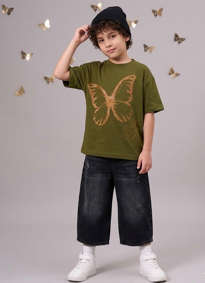 Olive butterfly Kids’ T-Shirt