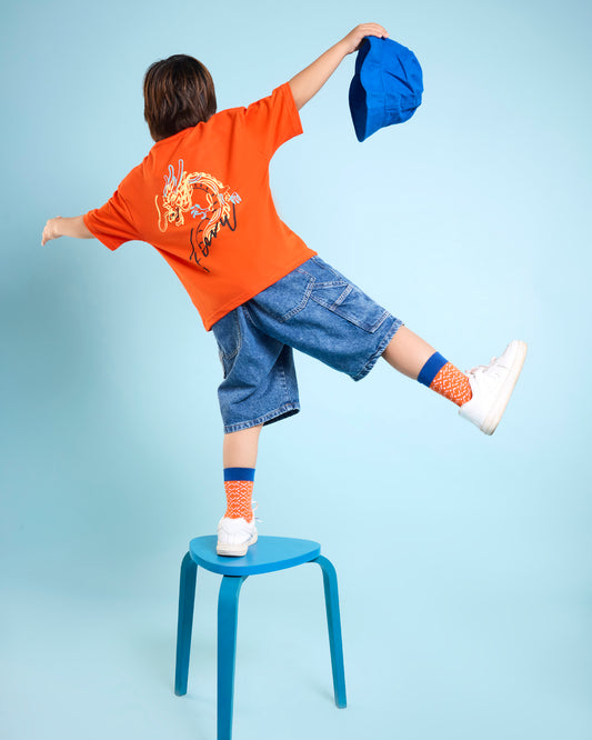 Orange Fire Dragon- Kids' T-shirt