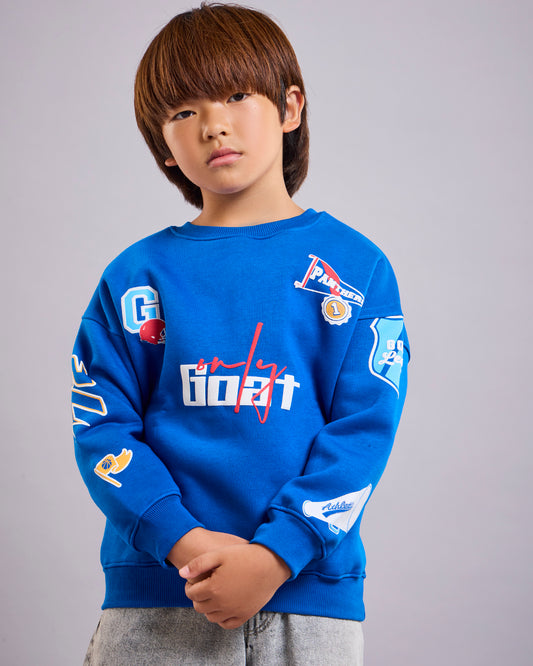 Royal Blue Patchwork Kids' Sweatshirt