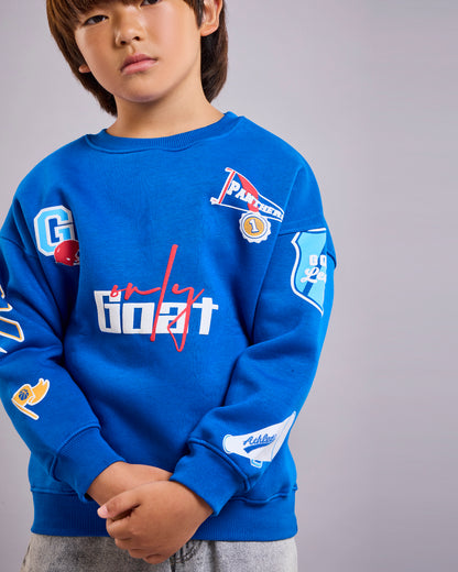 Royal Blue Patchwork Kids' Sweatshirt