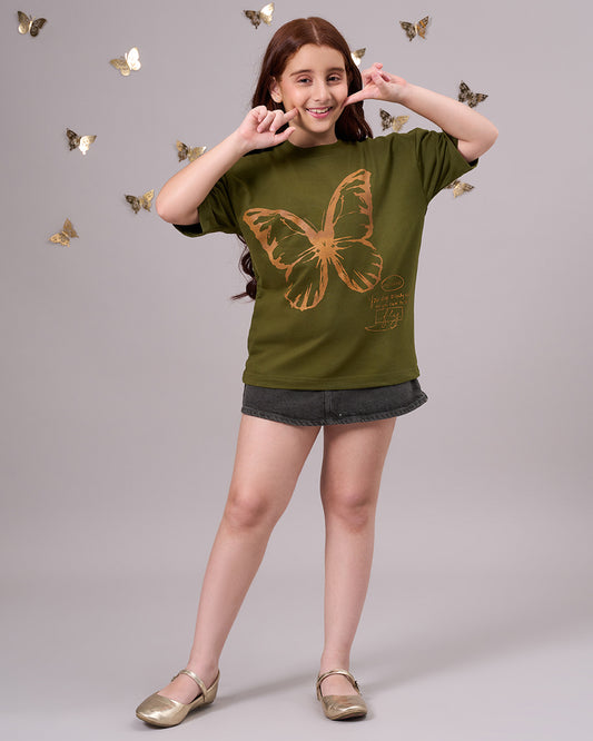 Olive butterfly Kids’ T-Shirt