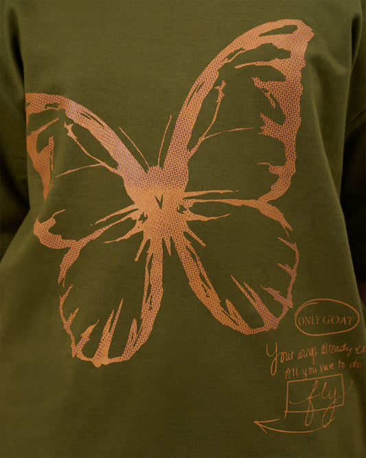 Olive butterfly Kids’ T-Shirt