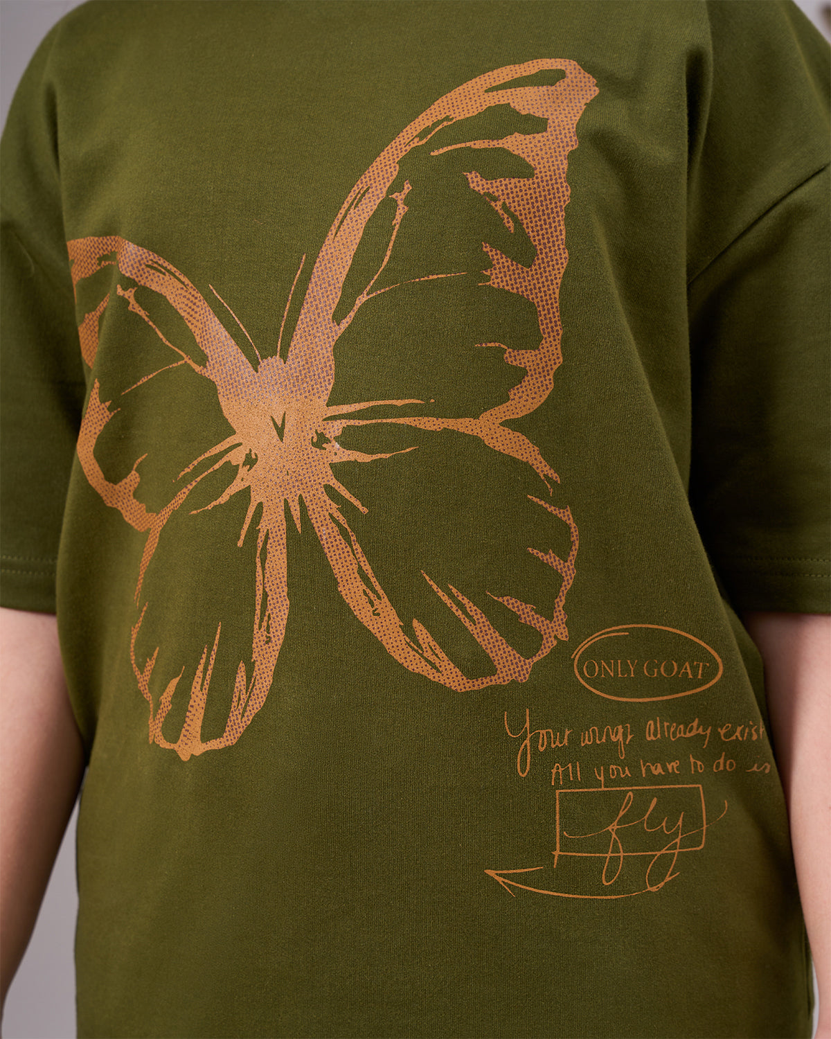 Olive butterfly Kids’ T-Shirt